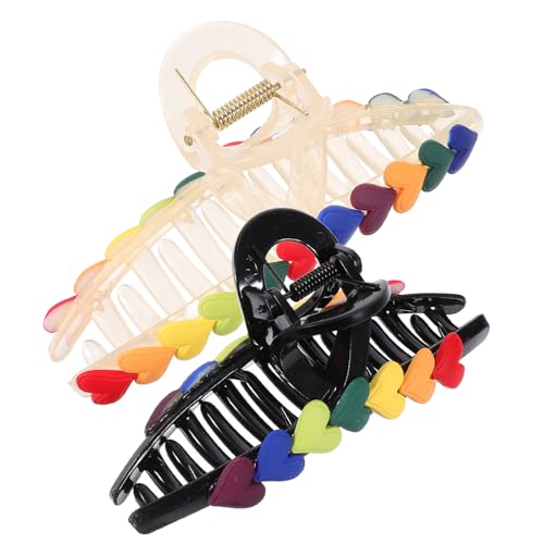 Veemoon 2 Stck Große Haarklammer Bunte Herz Haarklammern Starke Greifkraft Für Dickes Dünnes Haar Dekorativer Haarclip Für Damen Transparent Schwarz von Veemoon