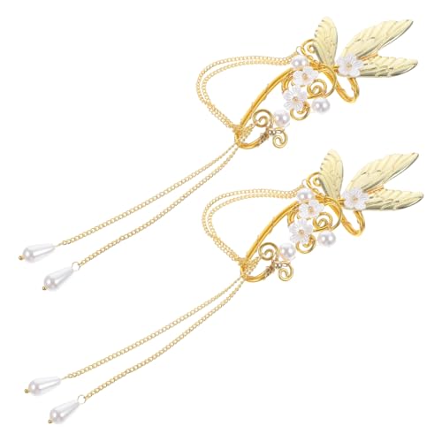 Veemoon 2 Stck Schmetterlingsflügel Ohrclips Damen Teilig mit Quasten Non Piercing Ohrclips Leichte Verspielte Ohrringe für Alltag Party Hochzeit und von Veemoon