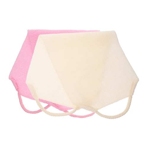 Veemoon 2 Stk. Elastisches Dusch Waschhandschuh Langes Peeling Handtuch Dehnbares Rückenschrubber Tuch für Männer und Frauen Effektive Hautreinigung Waschbar Natürliches Material Rosa und von Veemoon