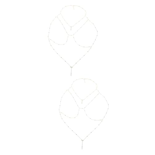 Veemoon 2 Stück Bikini Bauch Körperkette für Frauen Verstellbare Kette für Strandpartys Festivals Besondere Anlässe Goldene Körperkette die Ihre Figur Ihren Look Aufwertet von Veemoon