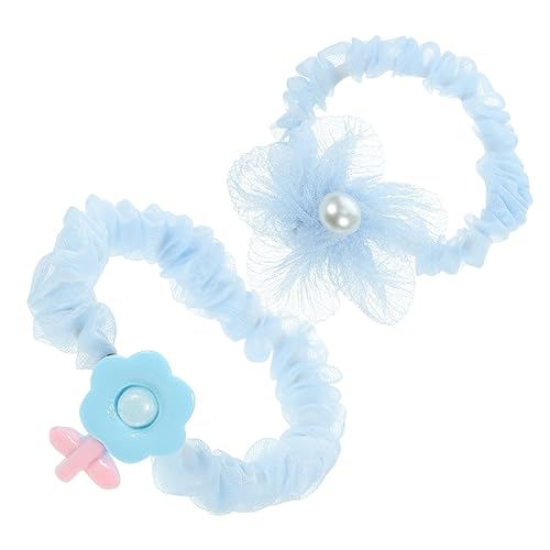 Veemoon 2 Stück Blaues Haargummi für Mädchen Elastisches Netzstoff Haarband mit Schleifen Design Dekoratives Ponytail Accessoire Schonend und Fest für Kinderhaar von Veemoon
