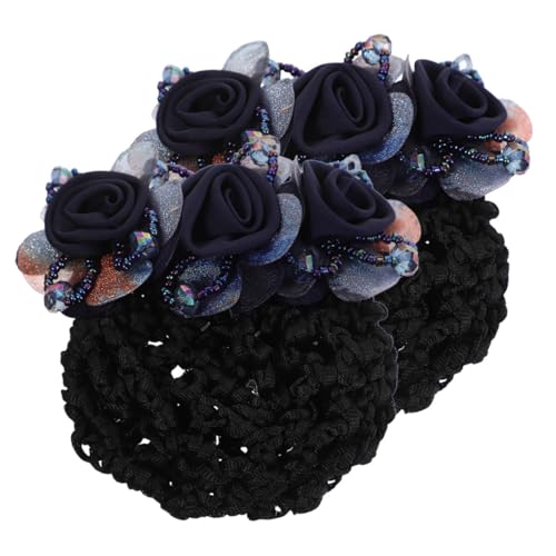 Veemoon 2 Stück Blaues Haarnetz mit Blumenmotiv Stoff Haarnetz Clip für Damen Eleganter Haarklammer Dutt Halter Vielseitiger Haarschmuck für Alltag und Festliche Anlässe von Veemoon