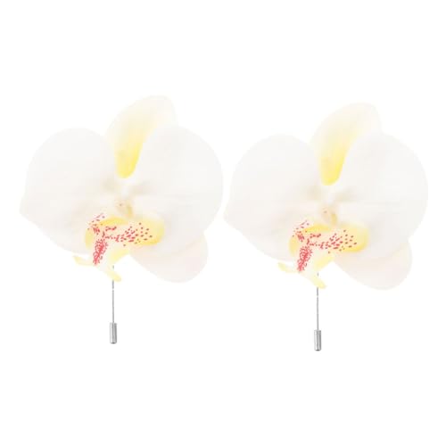 Veemoon 2stücke Orchideen Broschen Für Damen Blumen-anstecker Für Hochzeiten Und Partys Stilvolle Accessoires Für Kleidung Und Taschen Klassischem Weiß von Veemoon