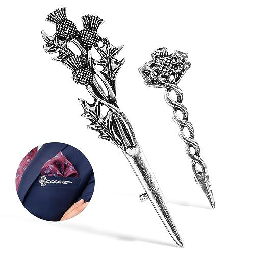 Veemoon 2 Stück Brosche kaminregal fellimitat mantel jacken silver dekorative Kragennadeln Brötchen Stifte haarnadeln Haarklemmen Anstecknadel für Männer Distel-Kragennadeln Legierung von Veemoon