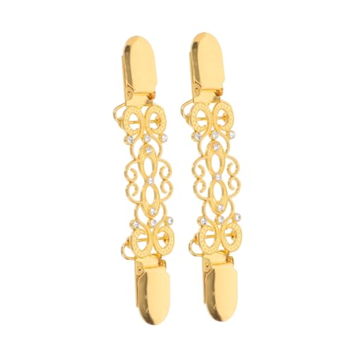 Veemoon 2 Stück Cardigan Clip Damen Goldfarbene Pullover Clips mit Strass Rückseiten Kragenhalter für Strickjacken und Blusen Langlebige Schmuck Accessoires von Veemoon