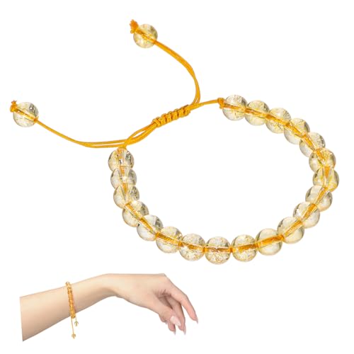 Veemoon 2 Stück Citrinarmband Mädchen für Handgelenkschmuck Armbänder ästhetisch Perlenarmband Verstellbare Armbänder Perlenarmbänder Zitrin von Veemoon