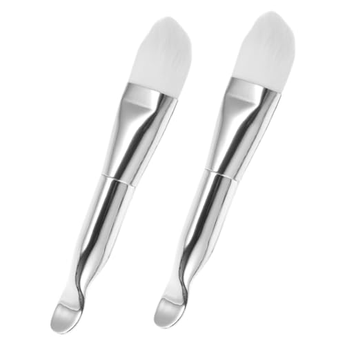 Veemoon 2 Stück Doppelseitiger Gesichtsmaske Pinsel mit Löffel Weiche Borsten für Gleichmäßige Anwendung Ergonomischer Griff Hautfreundliches Schönheitswerkzeug für Hautpflege und von Veemoon