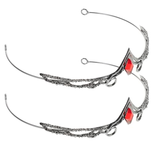 Veemoon 2stücke Vintage Barock Krone Mit Dunkelroten Strasssteinen Einstellbares Haarschmuck Frauen Für Hochzeiten Geburtstagsfeiern Und Feste von Veemoon