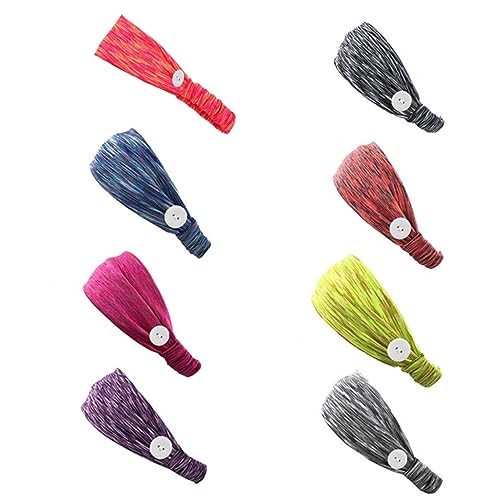 Veemoon 2 Stück Elastische Haarbänder mit Knopf für Damen Schweißabsorbierende Fitness Stirnbänder für Yoga und Sport Farbe Zufällig Zufällige Farbe Zufällige Farbe von Veemoon