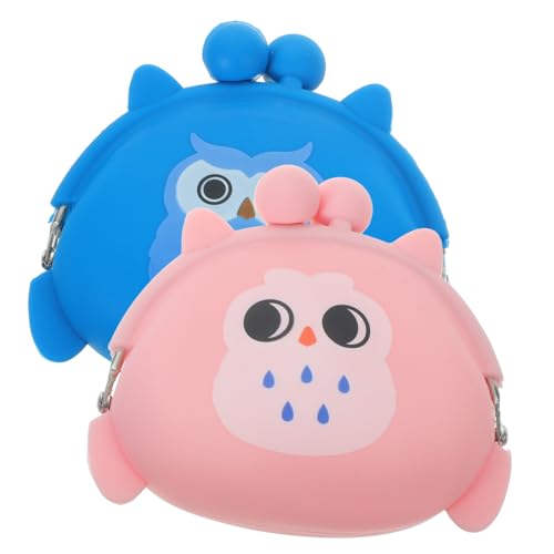 Veemoon 2 Stück Eule Geldbörse Damen Karikatur Frauentasche Kleines Münztäschchen Kleine Veränderungspanne Kleine Geldbörse Geldbeutel Schlanke Geldbörse Für Frauen Portemonnaie Kieselgel von Veemoon