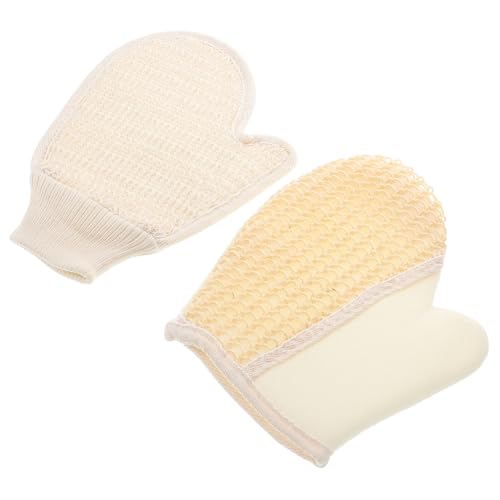 Veemoon 2 Stück Exfolierende Duschhandschuhe für und Männer Sanfte Körperpeeling Handschuhe aus Baumwoll Leinen für Spa Massage und Hautreinigung von Veemoon