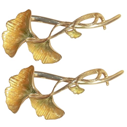 Veemoon 2 Stück Ginkgo Haarklammer Metalllegierung Haarspange Haarclip für Hochzeiten Partys Festliche Anlässe Damen Haarschmuck Vintage Stil von Veemoon