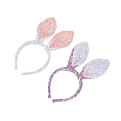 Veemoon 2stücke Glitzerndes Hasenohren-haarband Für Mädchen -kopfschmuck Mit Langen Ohren Für Festlichkeiten Cosplay Und Partys von Veemoon