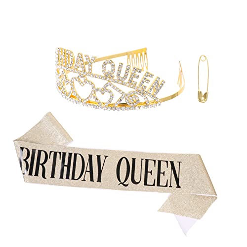 Veemoon 2 Stück Goldene Geburtstags Schärpe und Krone Set Teiliges Satin Party Verstellbare Geburtstagsschärpe für Mädchen Festliche Accessoires für Geburtstagsfeiern und Veemoon 2 Stück Goldene Geburtstags Schärpe und Krone Set Teiliges Satin Party Verstellbare Geburtstagsschärpe für Mädchen Festliche Accessoires für Geburtstagsfeiern und von Veemoon