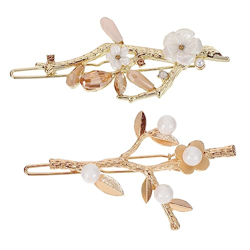 Veemoon 2 Stück Haarclips mit Blüten und Perlendekor Haarklammern für Damen und Mädchen Feines Haarschmuck Accessoire für Festliche Anlässe und Alltag von Veemoon