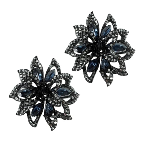 Veemoon 2 Stück Haarklammer mit Strass Blumen Haarspangen für Dickes und Dünnes Haar Langlebige Haarklammern für Damen Vielseitig Einsetzbar bei Hochzeit Geburtstag Alltag von Veemoon