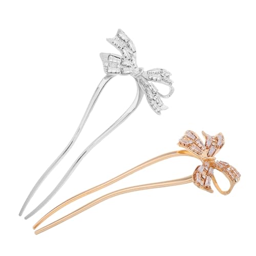 Veemoon 2 Stück Haarnadeln Für Hochzeiten Brautschmuck U Förmige Haarnadeln Retro Schleifen Haarnadel Strass Hochzeitsclips Chinesische Haarstäbchen Haarnadel Im Chinesischen Stil von Veemoon