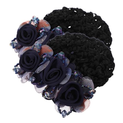 Veemoon 2 Stück Haarspange mit Netzstruktur Stilvolle Blüten Haarnetz Clips Leichte Haarklammern für Damen Eleganter Haarschmuck für Büro und Alltag Robustes Stoff Design von Veemoon