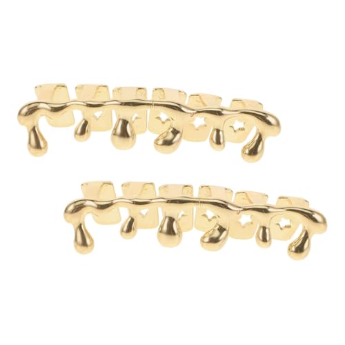 Veemoon 2 Stück Hip Hop Goldplattierte Zähne Tropfenförmige Unterkiefer Zähne Drip Caps für Männer Frauen Halloween Kostüm Party Cosplay Veemoon 2 Stück Hip Hop Goldplattierte Zähne Tropfenförmige Unterkiefer Zähne Drip Caps für Männer Frauen Halloween Kostüm Party Cosplay von Veemoon