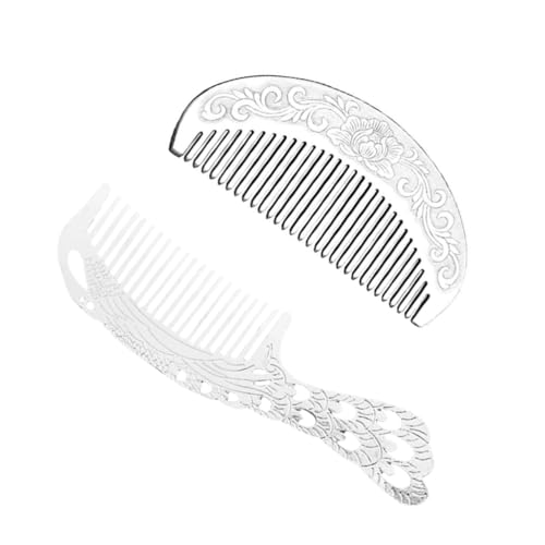 Veemoon 2 Stück Silberner Friseurkamm Langlebiger Stylingkamm für Haarschnitte Kopfhautpflege für Damen und Herren Professionelles Friseurwerkzeug von Veemoon