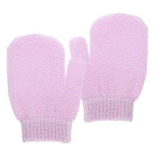 Veemoon 2 Stück Körperpeeling Handschuhe Exfolierende Badetücher für Gründliche Hautreinigung für Dusche und Bad Unisex aus Hautfreundlichem Material Lila von Veemoon