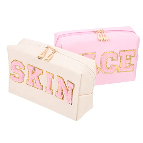 Veemoon 2 Stück Kosmetiktasche Kreative wasserdichte Aufbewahrung für Reisen und Geschäftsreisen Praktische Schminkpouches und Rosa mit Reißverschluss für Damen von Veemoon