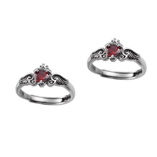 Veemoon 2 Stück Kronenring mit Flügeln für Frauen Retro Ring Eleganter Fingerring Kupfer Passend für Fingergrößen für Stilvolle Outfits Schmuck von Veemoon