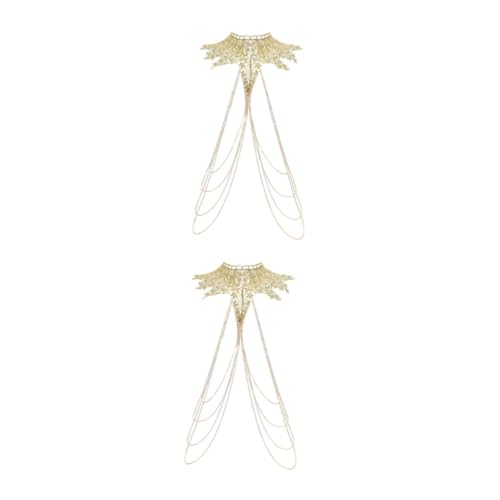 Veemoon 2 Stück Lace Body Chain Halskette für Damen Mehrlagige Körperkette Hochwertigem Material Boho Styles Strand Partykleidung Goldfarben Veemoon 2 Stück Lace Body Chain Halskette für Damen Mehrlagige Körperkette Hochwertigem Material Boho Styles Strand Partykleidung Goldfarben von Veemoon