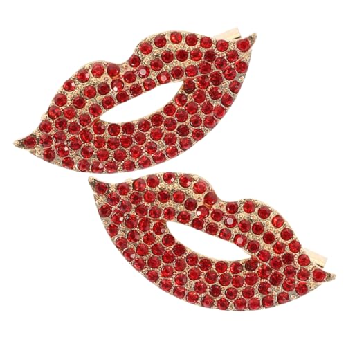 Veemoon 2 Stück Lippen Broschen Stilvolle Zinklegierung Anstecknadeln mit Strass Modisches Accessoire für Damen Kleidung Pullover Schals und Cardigans zur Dekoration von Veemoon