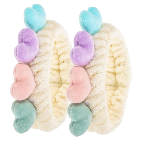 Veemoon 2 Stück Love Heart Haarbänder für Damen Weiche Spa Stirnbänder zum Schminken und Gesichtsreinigung Rutschfest Leicht Atmungsaktiv Geeignet für Haartypen Komfortabel und Schonend von Veemoon