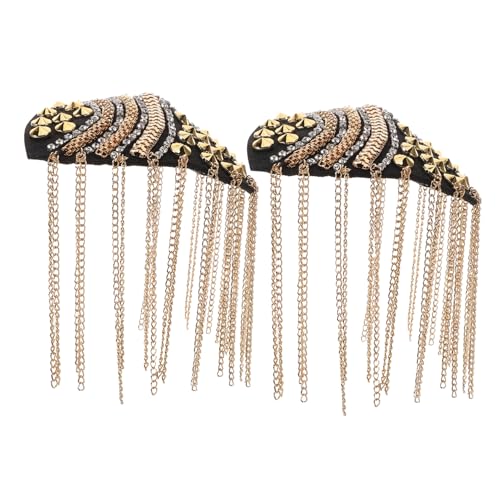 Veemoon 2 Stück Metallic Gold Schulterklappen Quaste mit Fransen Teiliges Handgefertigte Epauletten für Jacken und Blazer Elegante Schulterabzeichen für Formelle und Outfits Modische von Veemoon