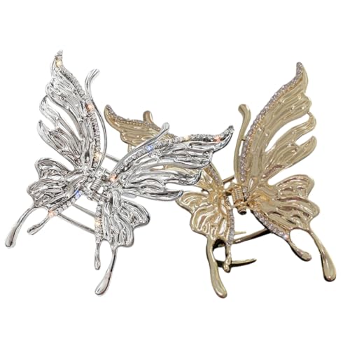 Veemoon 2 Stück Modische Schmetterling Haarklammern für Frauen Kleine Rutschfeste Haarspangen aus Robustem Material Eleganter Haarschmuck für Alltag Sport und Make Up Zufällige Farbe von Veemoon