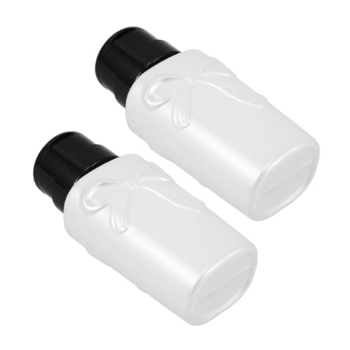 Veemoon 2 Stück Nachfüllbare Pumpenflasche mit Schloss und Schleife für Nagellackentferner und Makeup Entferner Tragbar für Nageltechniker Weiß von Veemoon