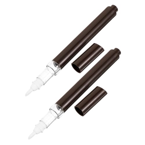 Veemoon 2 Stück Nachfüllbarer Lippenpflegestift mit Pinselkopf Präziser Nagelölspender Fläschchen Kaffeebraun mit Sichtfenster Nagelpflege und Lippenbalsam Pen für Frauen von Veemoon