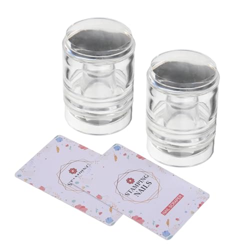 Veemoon 2 Stück Nail Art Stamper mit Integriertem Silikonkopf Transparentem Stempel Plate und Mustern Weiche Jelly Stempel für Präzise French Tip Maniküre Kompakt und Benutzerfreundlich von Veemoon