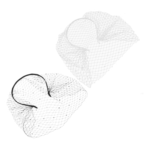 Veemoon 2 Stück Netz Schleier Stirnband 1920Er Jahre Flapper Fascinator Braut Hochzeit Teeparty Fascinator Schleier Strass Luft Accessoires Damen Mädchen Schwarz Weiß von Veemoon