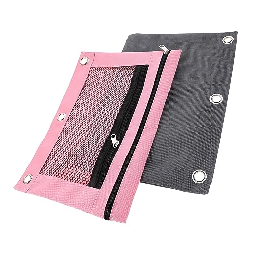 Veemoon 2 Stück Oxford Doppellagige Federmäppchen für Ringbücher Abnehmbar Reißfest Transparentes Schreibwaren Organizer Etui für Büro und Schule von Veemoon