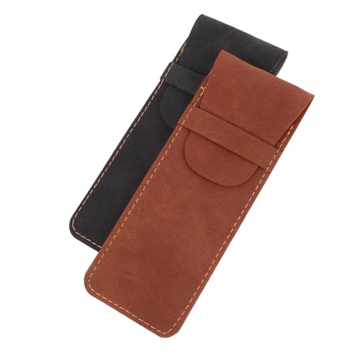 Veemoon 2 Stück PU Leder Stift Sleeve Vintage Schwarz Braun Handgemachte Stift Pouch für Füllfederhalter und Kugelschreiber Eleganter Schutz für Täglichen Gebrauch von Veemoon