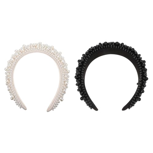 Veemoon 2 Stück Perlen Haarband für Kopfbedeckung mit Kleinen Perlen für Partys Karneval und Besondere Anlässe Bequeme und Stilvolle Haaraccessoires in Schwarz von Veemoon