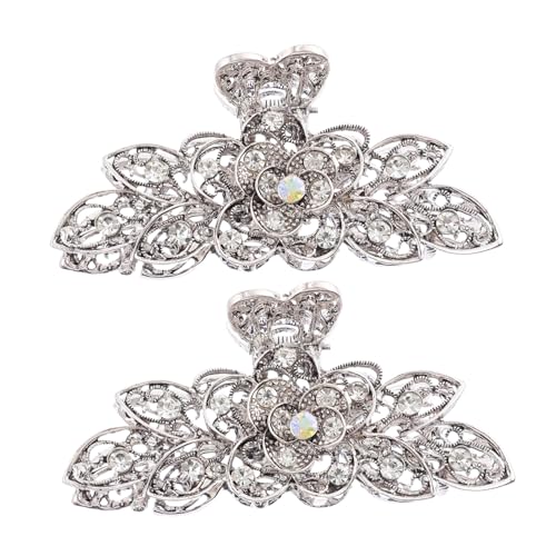 Veemoon 2stücke Strass Haarklammer Retro Haarspange Mit Blumenmuster Für Frauen Haarklammern Aus Vintage Haarklammer Zum Zurückstecken Der Haare von Veemoon