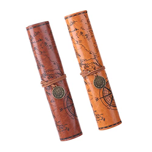 Veemoon 2stücke Pack Roll-up-stiftetasche Aus Pu-Leder Vintage Stiftrolle Für Bleistifte Karten Lagerung Mit Faltbarem Riemen Für Stifte Und Kleine Gegenstände von Veemoon