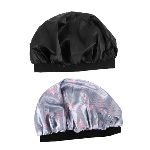 Veemoon 2 Stück Satin Schlafhauben mit Elastischem Bund Glatte Seidenähnliche Haarkappe für Haarschutz und Verstellbar Passend für Damen Verhindert Haarbruch und Haarausfall von Veemoon