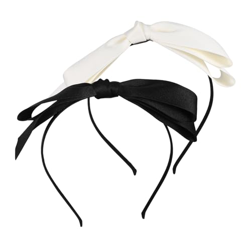 Veemoon 2stücke Stirnband Mit Schleife Für Mädchen Haarschleifen Aus Satin Cremefarbenes Haarband Dünne Stirnbänder Party-accessoires Urlaubsdekoration Kopfschmuck Beidseitig Tragbar von Veemoon