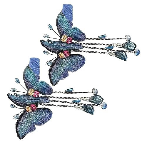 Veemoon 2 Stück Schmetterlings Haarspangen mit Quasten Teiliges Ästhetische Haarschmuck für Damen Glitzernde Haarclips Zubehör für Partys und Alltag von Veemoon