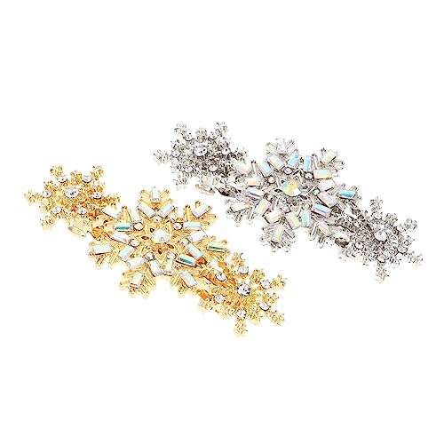 Veemoon 2 Stück Schneeflocken Haarklammern mit Strass für Damen Haarspangen für Festliche Anlässe Goldene und Silberne für Partys und Weihnachten von Veemoon