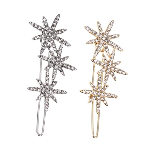 Veemoon 2 Stück Schneeflocken Stern Haarklammern mit Strass für Damen Haarspangen für Hochzeiten Weihnachten und Besondere Anlässe von Veemoon