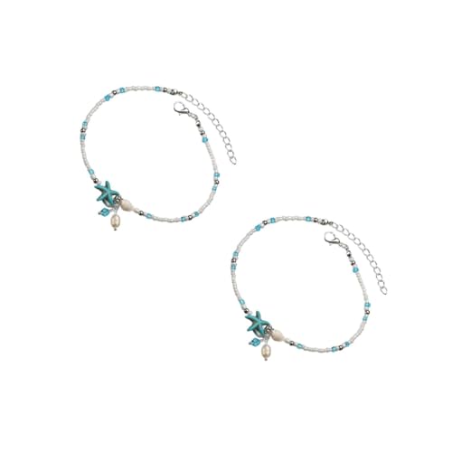 Veemoon 2 Stück Shell Anklet Damen Verstellbar Fußkette mit Muscheln Eleganter Schmuck für Sommer Strandpartys Handgefertigter Knöchel Schmuck für Frauen von Veemoon