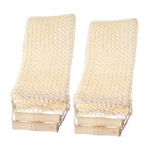 Veemoon 2 Stück Sisal Körperpeeling Handtuch mit Holzgriffen Exfolierender Rückenwaschlappen für Männer und für Glatte Hautpflege Unterwegs von Veemoon