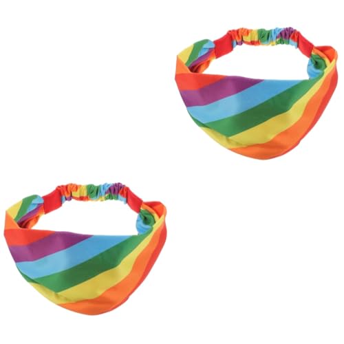 Veemoon 2 Stück Sport Stirnband Elastisch Schlank Schweißbänder Damen Trainieren Regenbogen Sportstirnband Sportlich Schweißband Dochtwirkung Laufen Stirnband Stoff von Veemoon