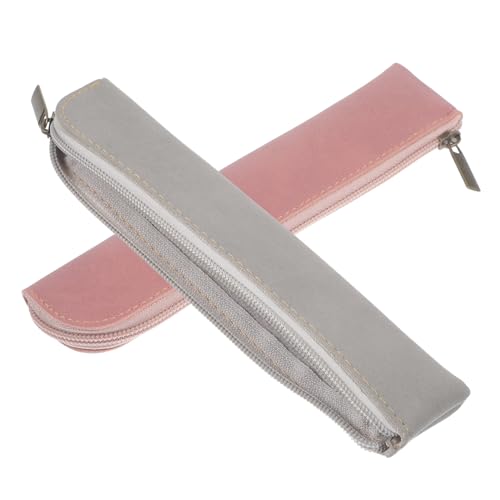 Veemoon 2stücke Schmal Federmäppchen Mit Reißverschluss Für Mädchen Ästhetische Kleine Stiftemäppchen Aus Pu-Leder College Bleistift Beutel Zur Aufbewahrung Von Kugelschreiber Und von Veemoon